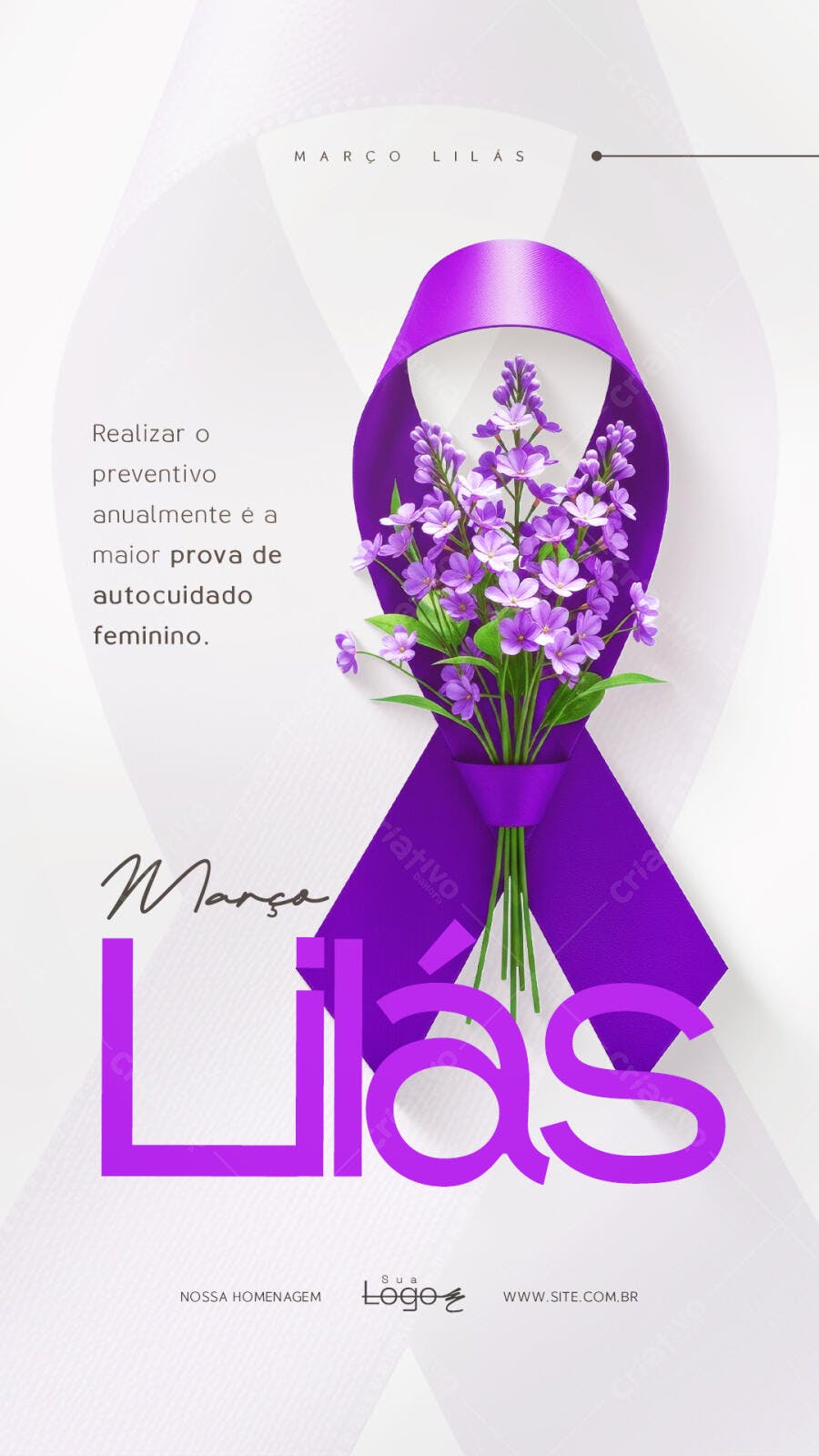 Story Instagram Março Lilás Prevenção Feminina PSD Editável