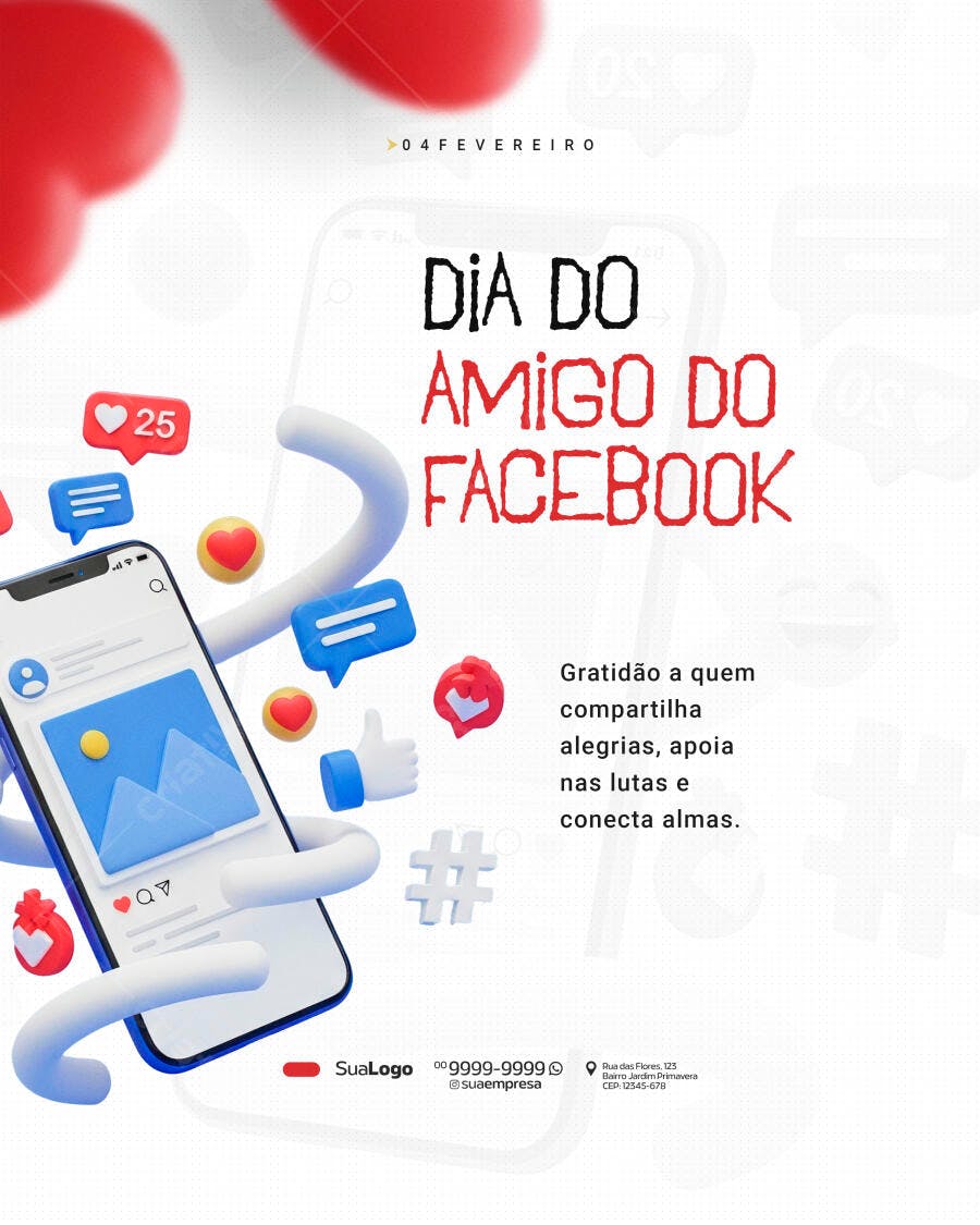 Post Instagram Dia do Amigo do Facebook PSD Editável