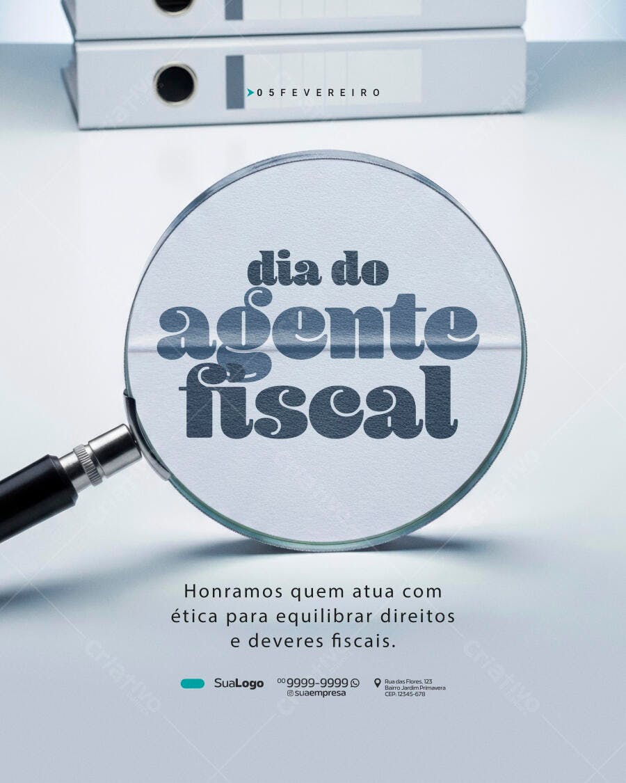 Post Dia do Agente Fiscal Contabilidade PSD Editável