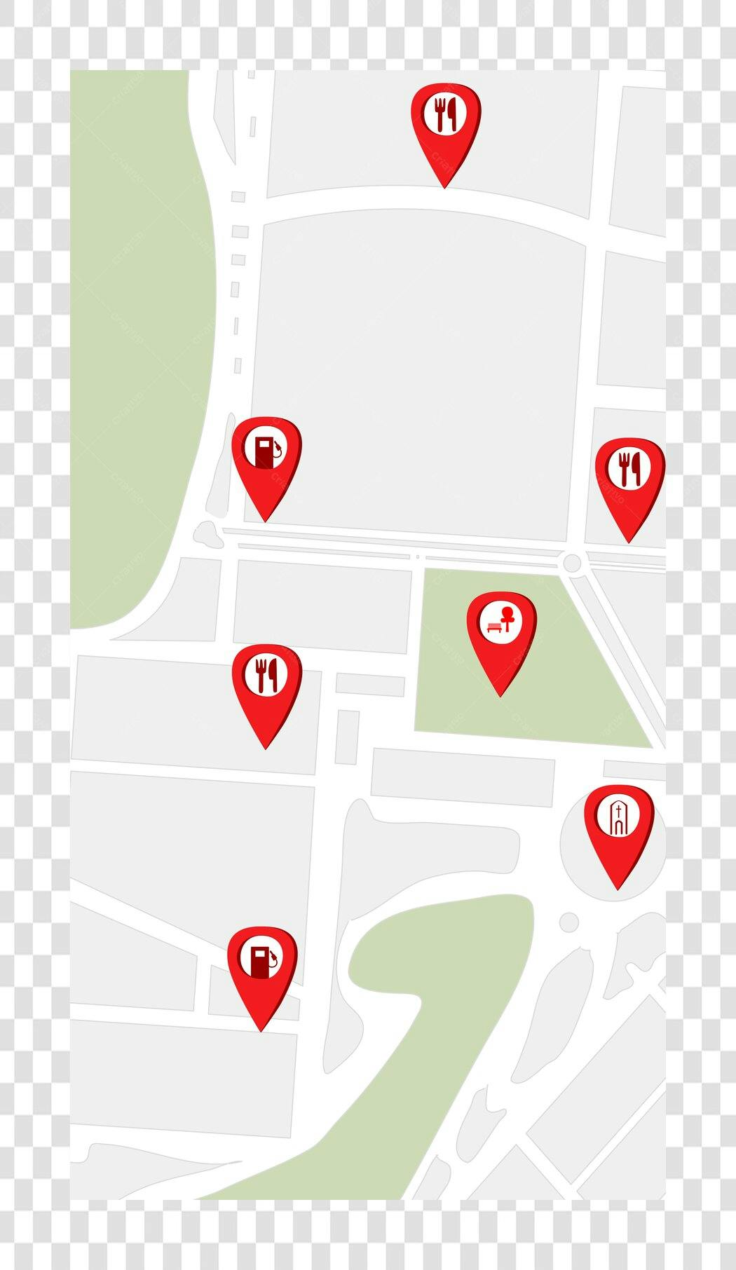 Ilustração Mapa Localização Pontos Interesse PNG Fundo Transparente