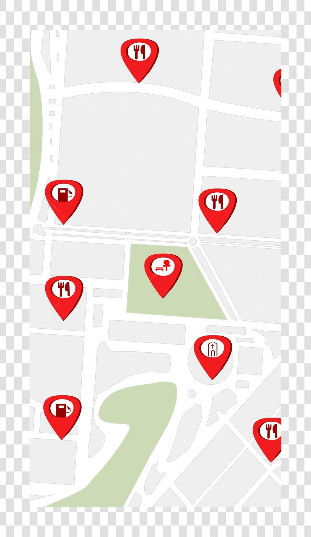 Ilustração Mapa Localização Ícones Marcadores PNG Fundo Transparente