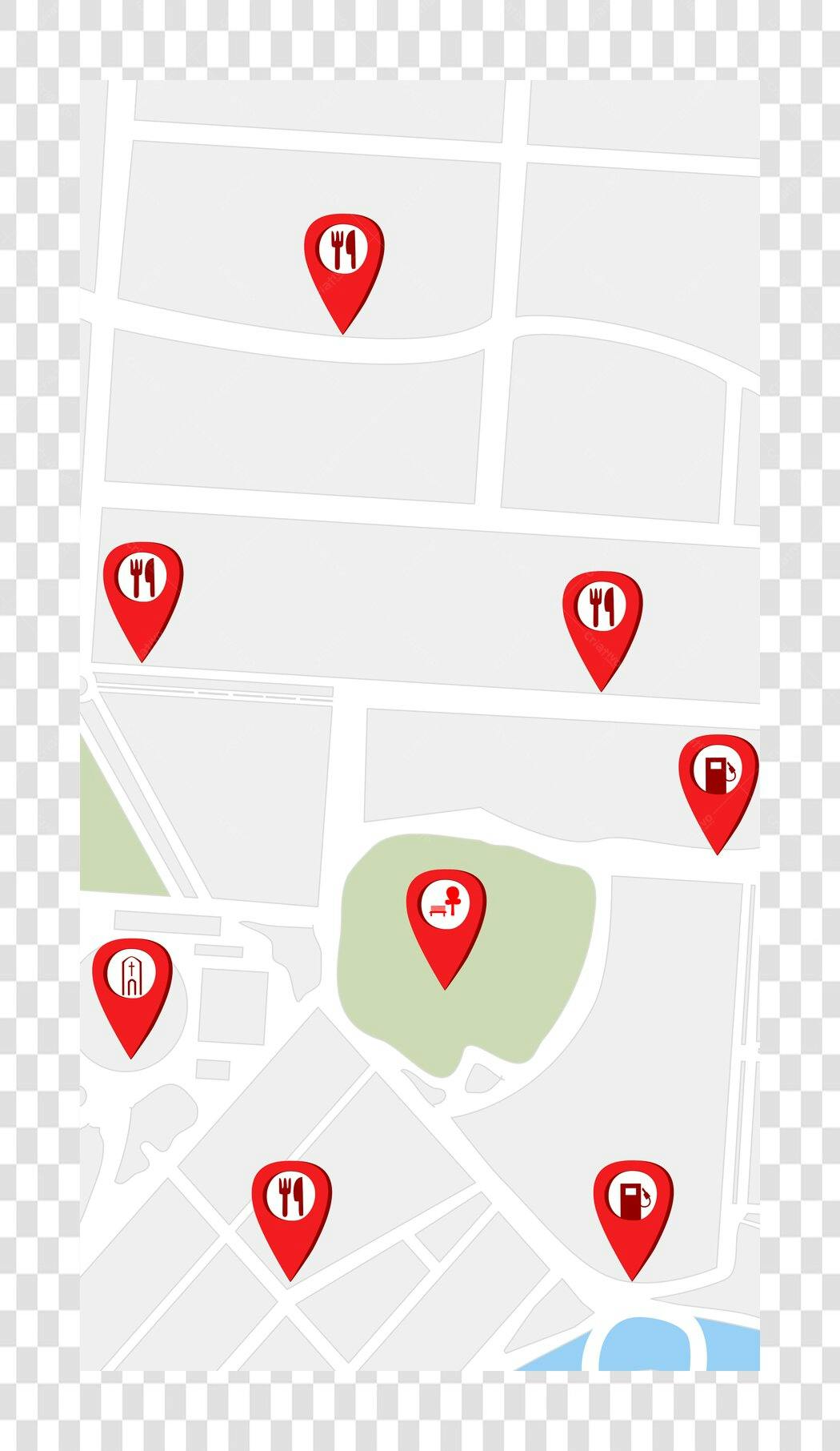 Ilustração Mapa Localização Restaurantes Postos PNG Fundo Transparente