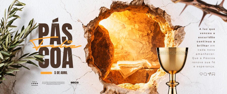 Banner Páscoa Ressurreição Jesus Cristo PSD Editável