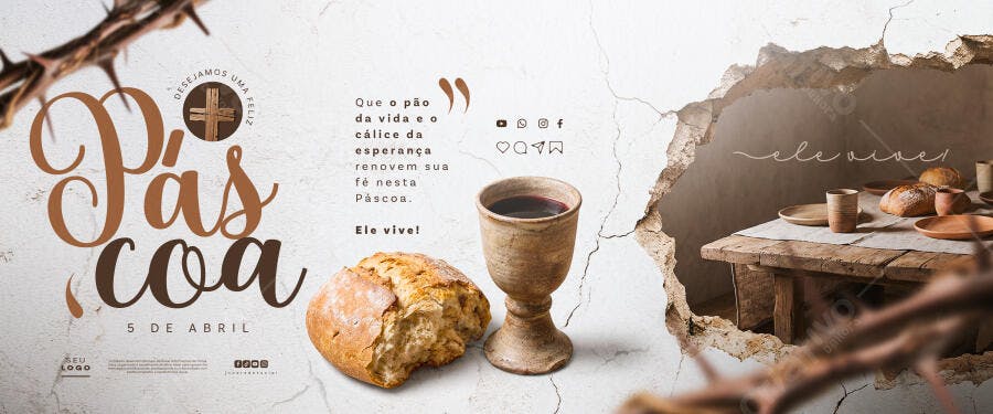 Banner Páscoa 2 de Abril Cristã PSD Editável
