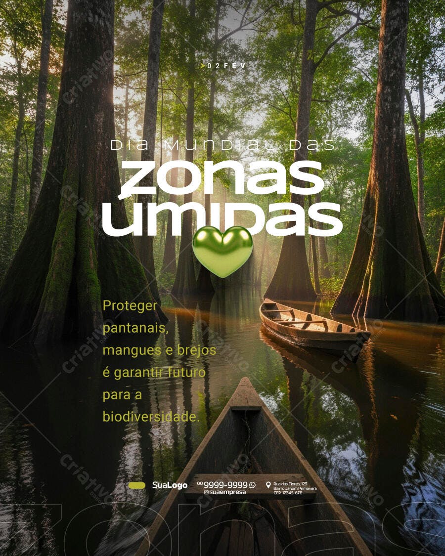 Post Dia Mundial Zonas Úmidas Meio Ambiente PSD Editável