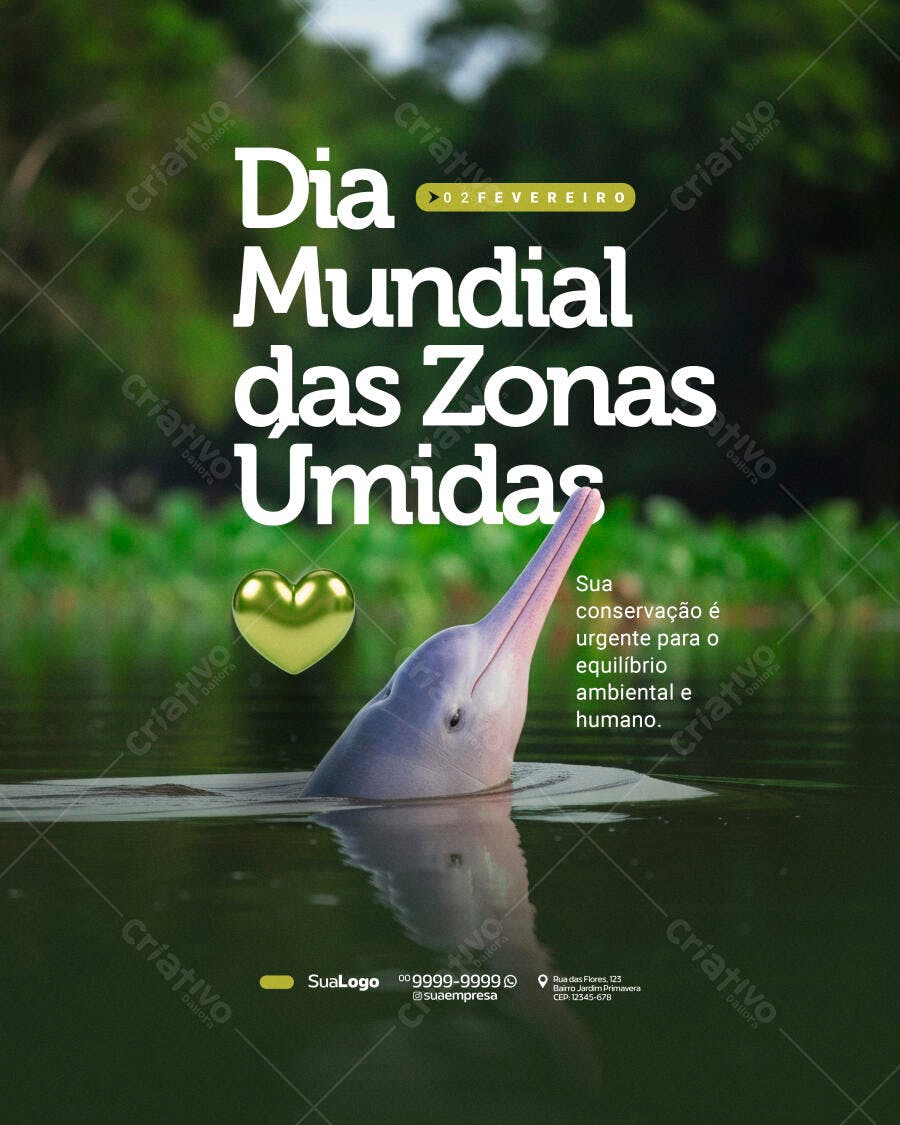 Post Dia Mundial Zonas Úmidas 2 Fevereiro PSD Editável