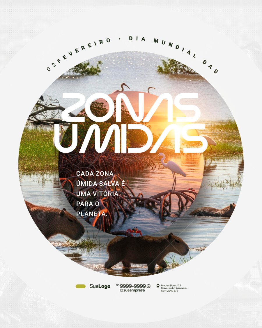 Post Dia Mundial Zonas Úmidas Meio Ambiente PSD Editável