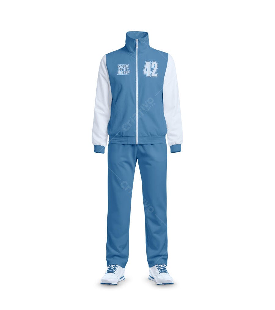 Mockup Agasalho Esportivo Jaqueta Calça Fundo Branco Editável