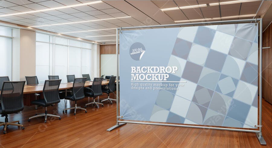 Mockup Backdrop Banner Evento Corporativo Editável