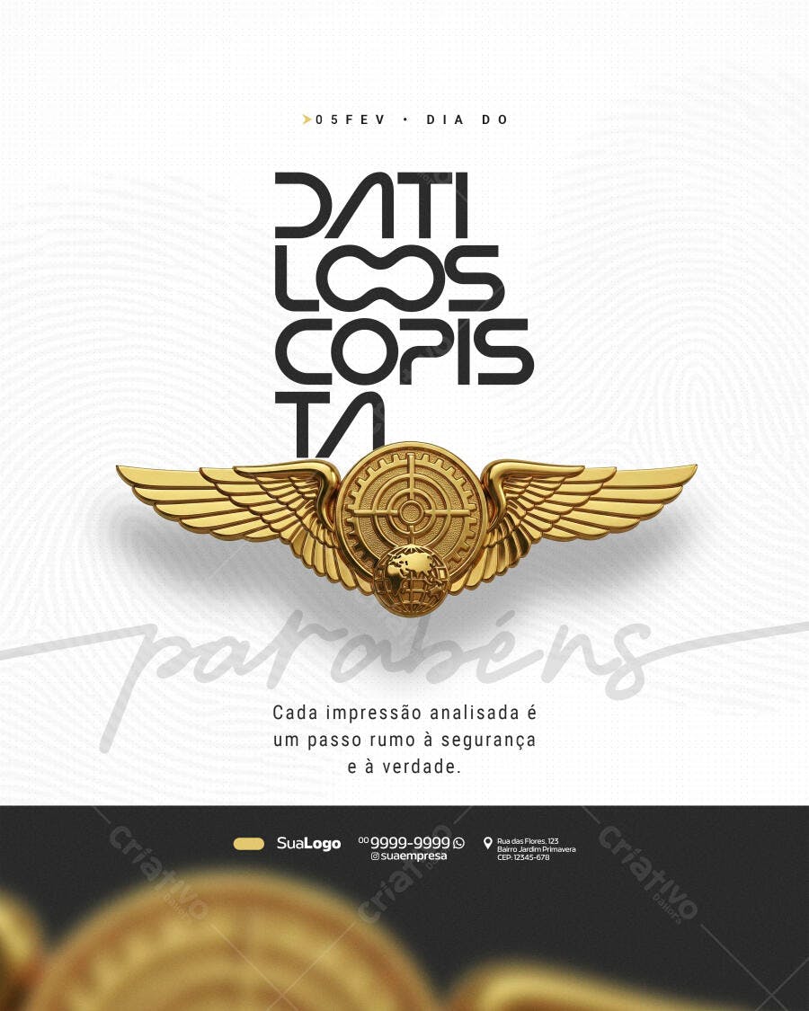 Post Instagram Dia do Datiloscopista PSD Editável