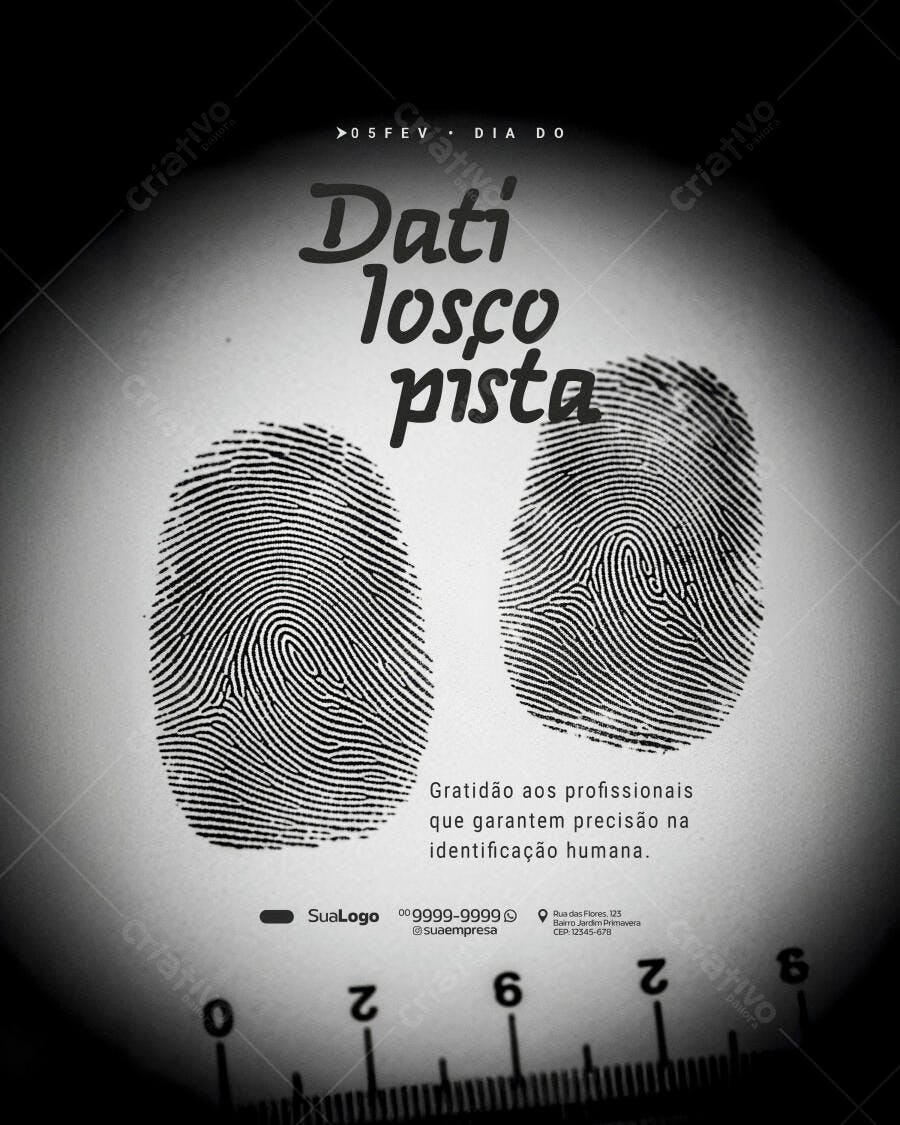 Post Dia do Datiloscopista Impressão Digital PSD Editável