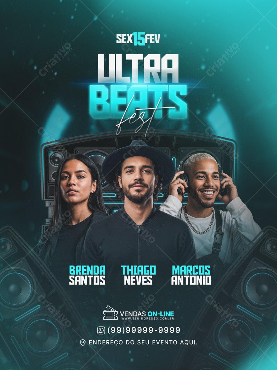 Flyer Festa Balada Ultra Beats Fevereiro PSD Editável