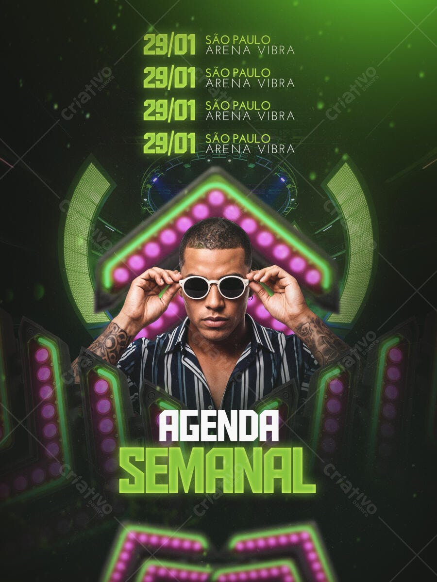Flyer Agenda Semanal Balada Festa PSD Editável