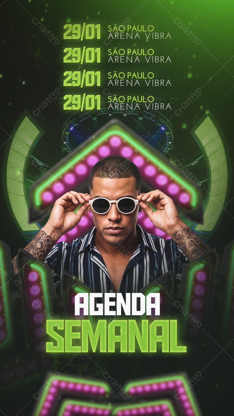 Story Instagram Agenda Semanal Evento Balada PSD Editável