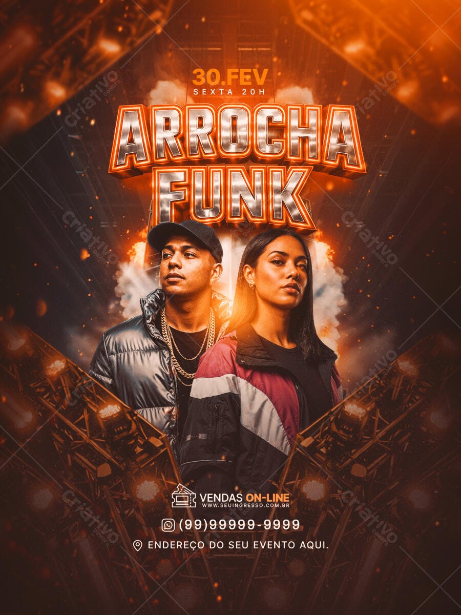 Flyer Arrocha Funk Festa Balada PSD Editável