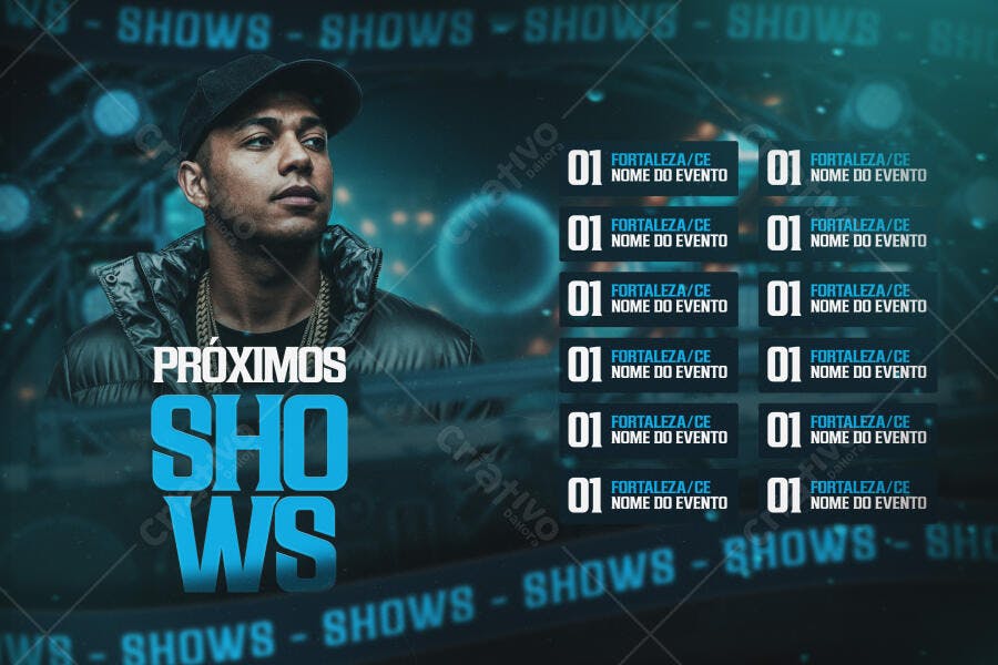 Flyer Próximos Shows Eventos Música PSD Editável