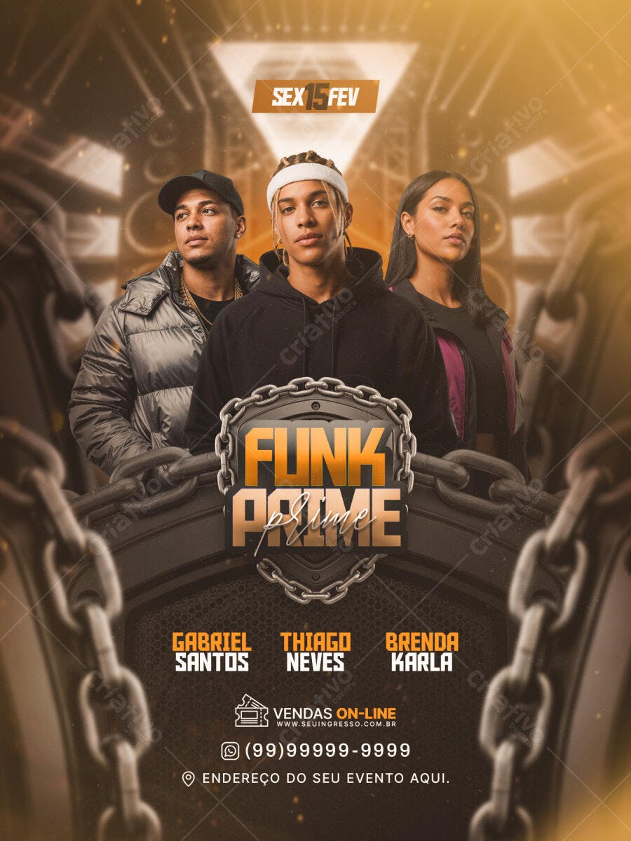Flyer Funk Prime Festa Fevereiro PSD Editável