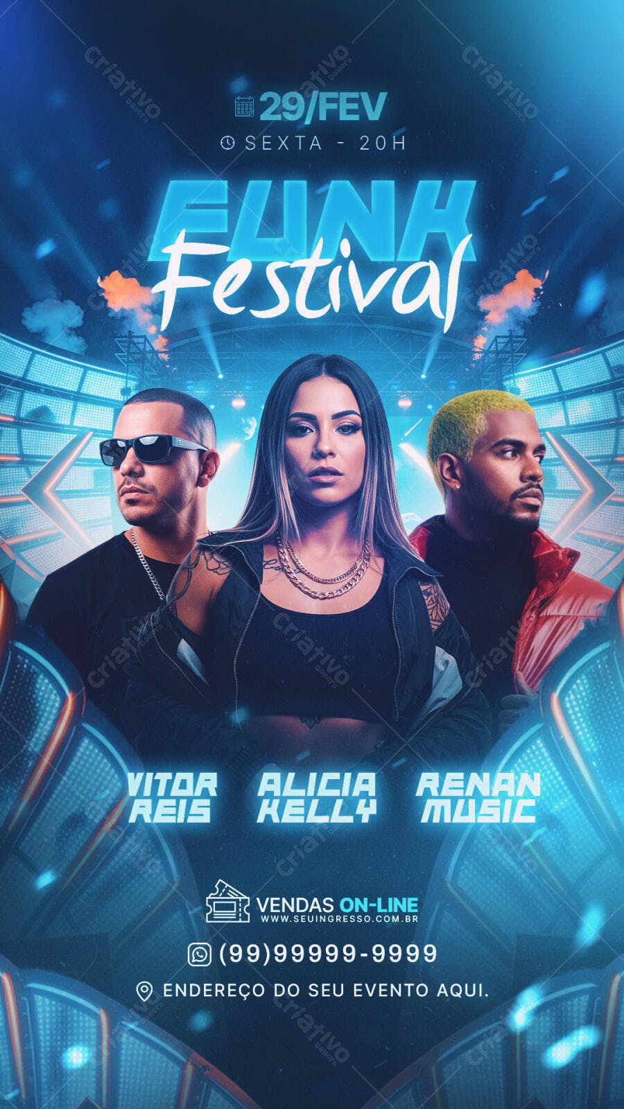 Post Instagram Funk Festival Fevereiro PSD Editável