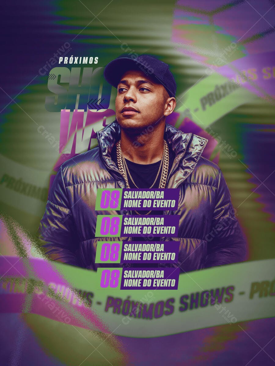 Flyer Próximos Shows Eventos Musicais PSD Editável