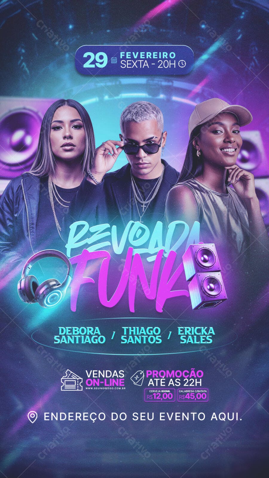 Flyer Revoadas Funk Evento Balada PSD Editável