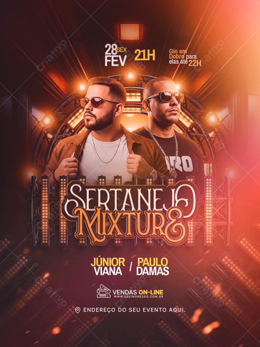 Flyer Sertanejo Mixtura Fevereiro PSD Editável