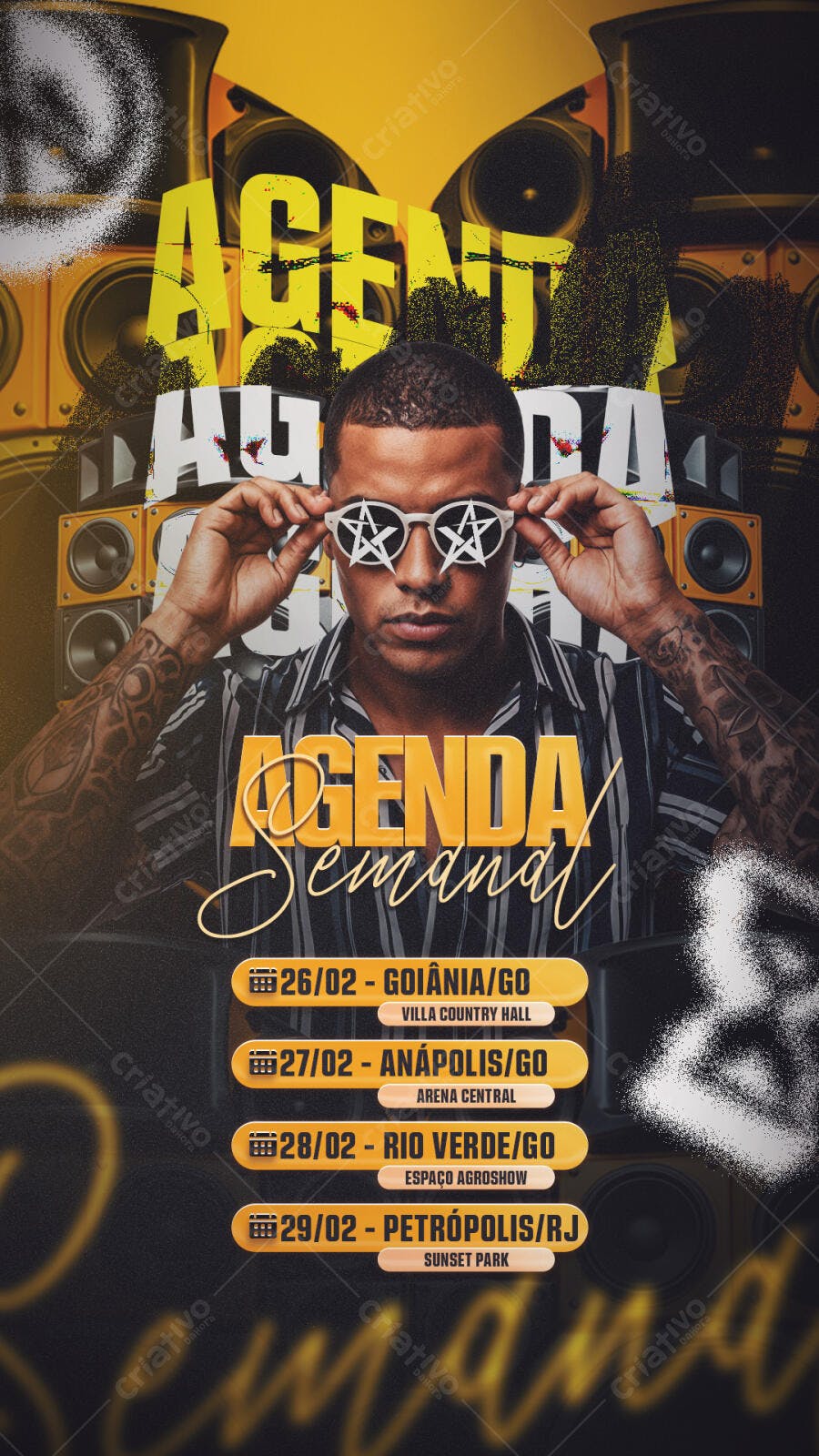 Post Agenda Semanal Eventos Música PSD Editável