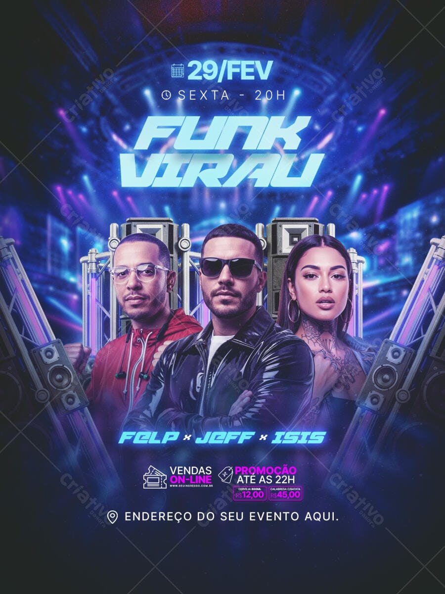 Flyer Festa Funk Viral Balada PSD Editável