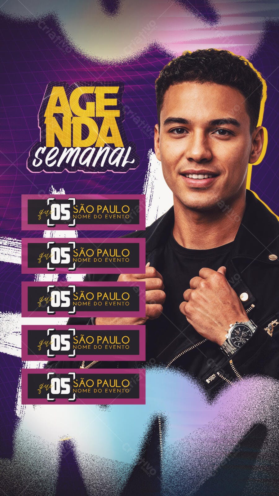 Story Instagram Agenda Semanal Eventos PSD Editável