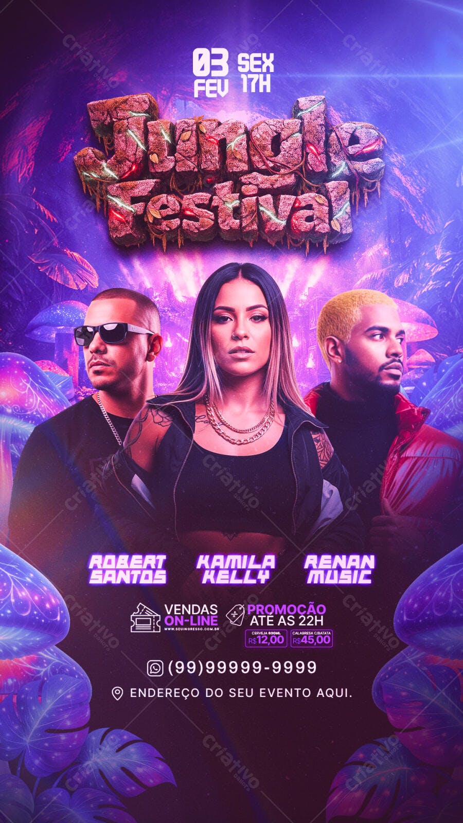 Story Instagram Jungle Festival Fevereiro PSD Editável