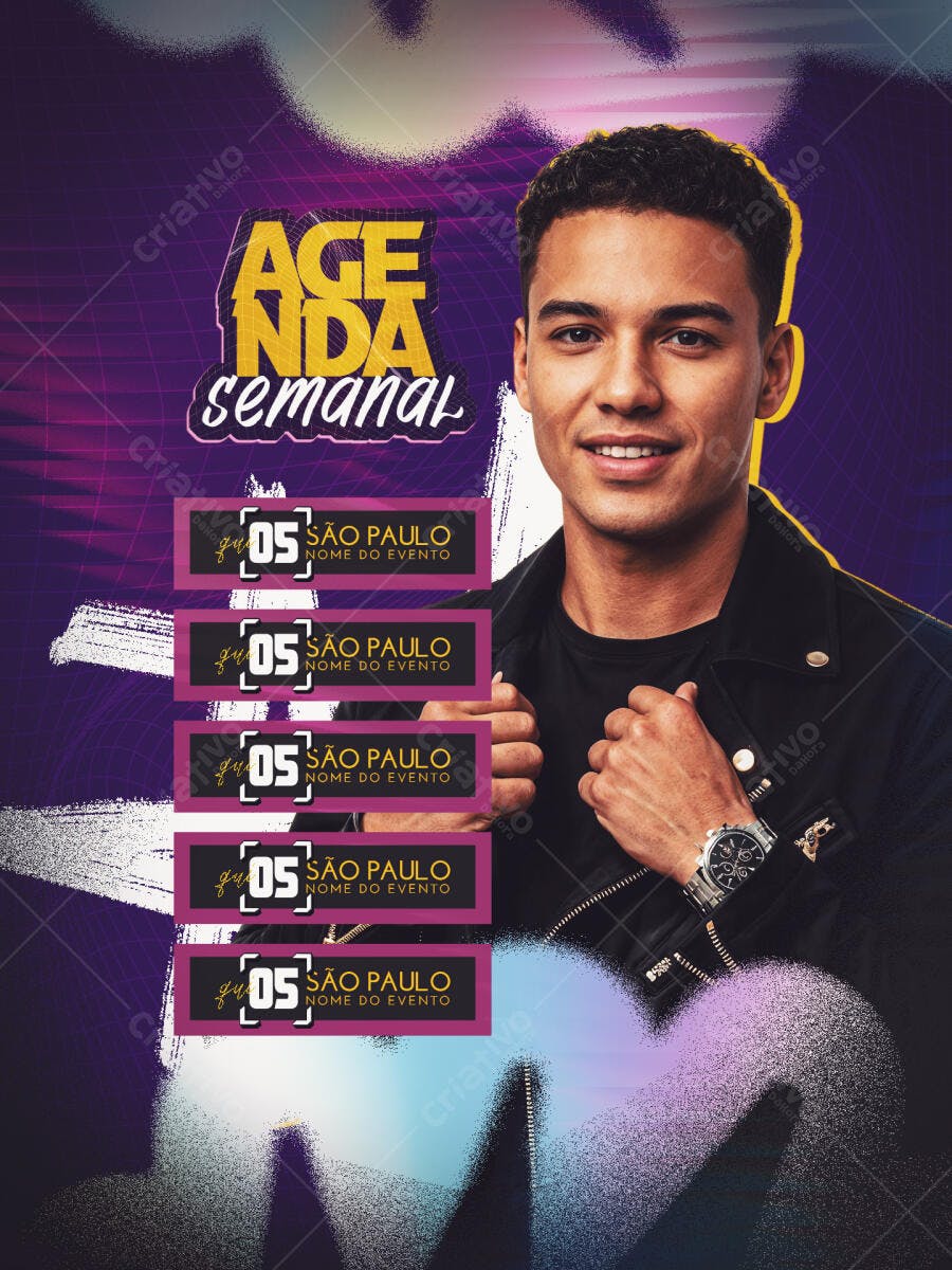 Flyer Agenda Semanal Eventos Balada PSD Editável