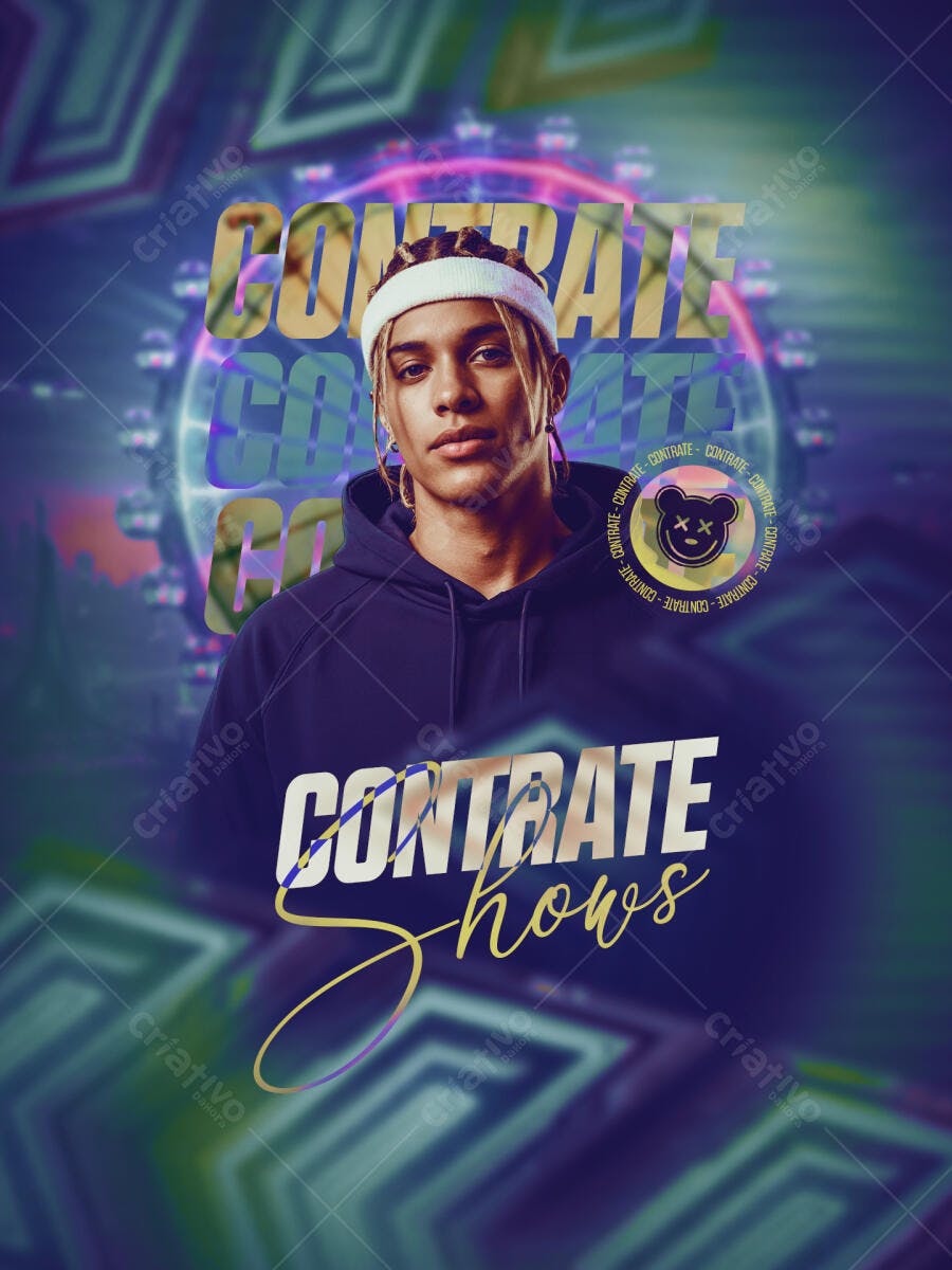 Flyer Contrate Shows DJ Artista PSD Editável