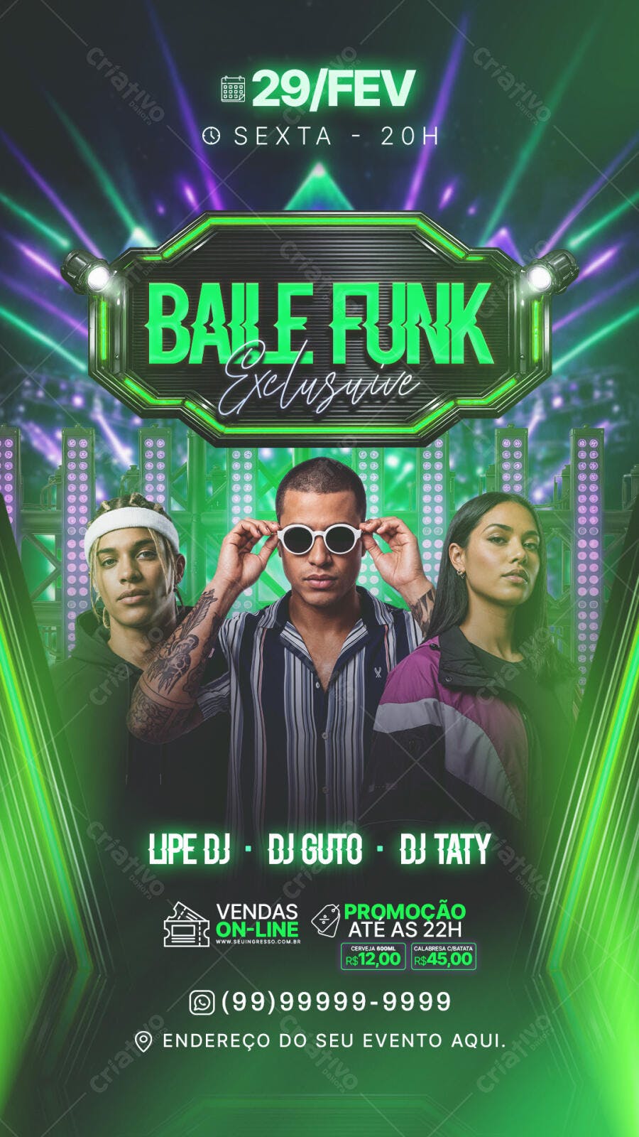 Story Baile Funk Fevereiro Evento Noturno PSD Editável