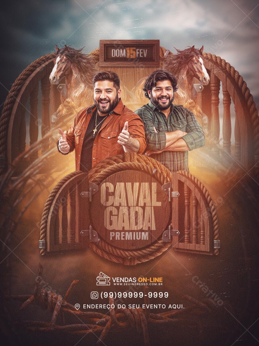 Flyer Cavalgada Premium Evento Rural PSD Editável