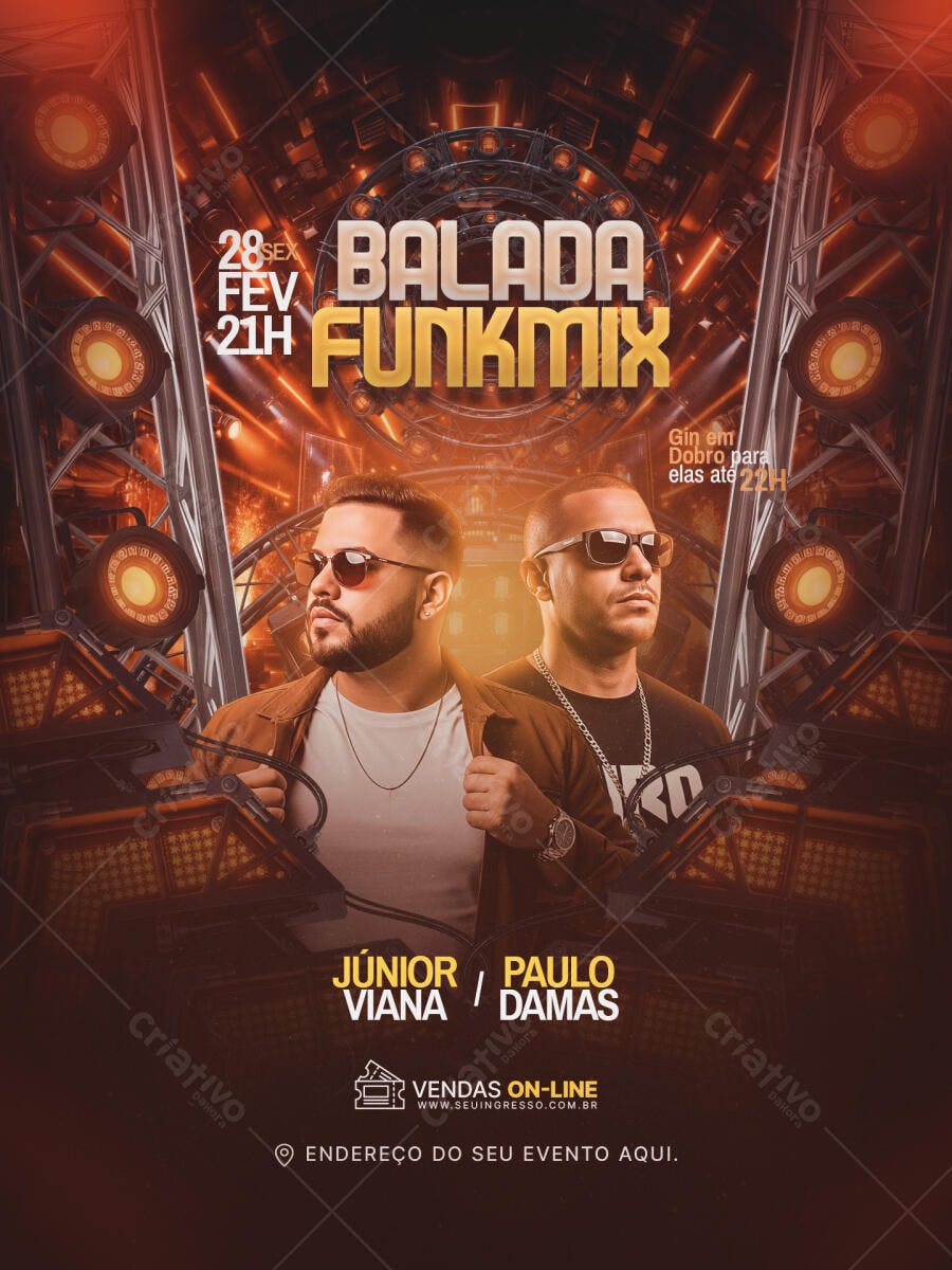 Flyer Balada Funkmix Fevereiro PSD Editável