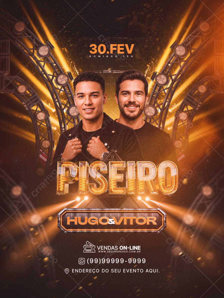 Flyer Piseiro Show Evento Musical PSD Editável
