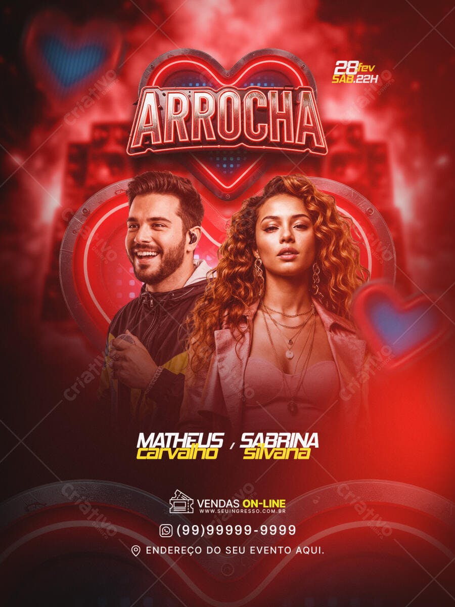 Flyer Arrocha Festa Show Fevereiro PSD Editável