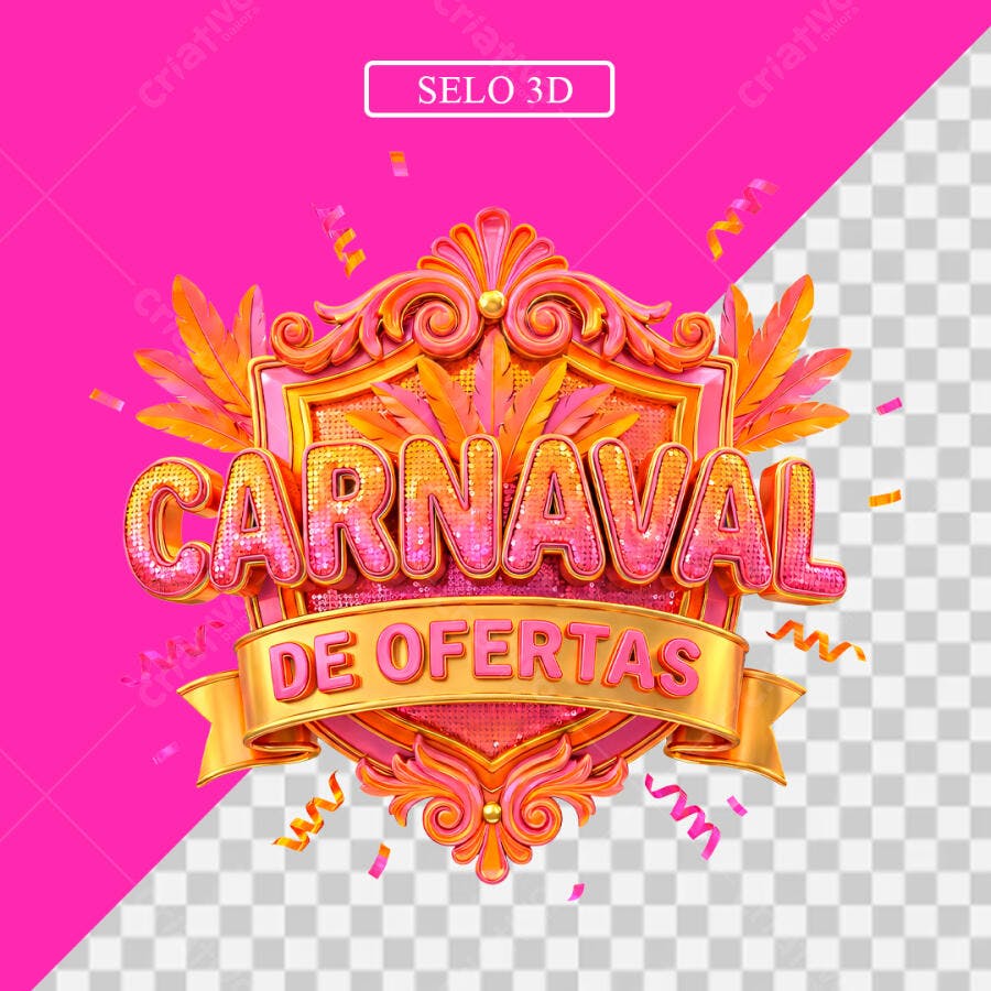 Elemento 3D Carnaval de Ofertas Fevereiro PNG Fundo Transparente