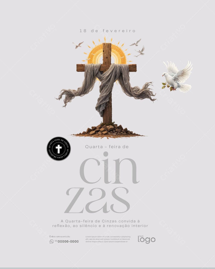 Post Quarta-feira de Cinzas Igreja PSD Editável