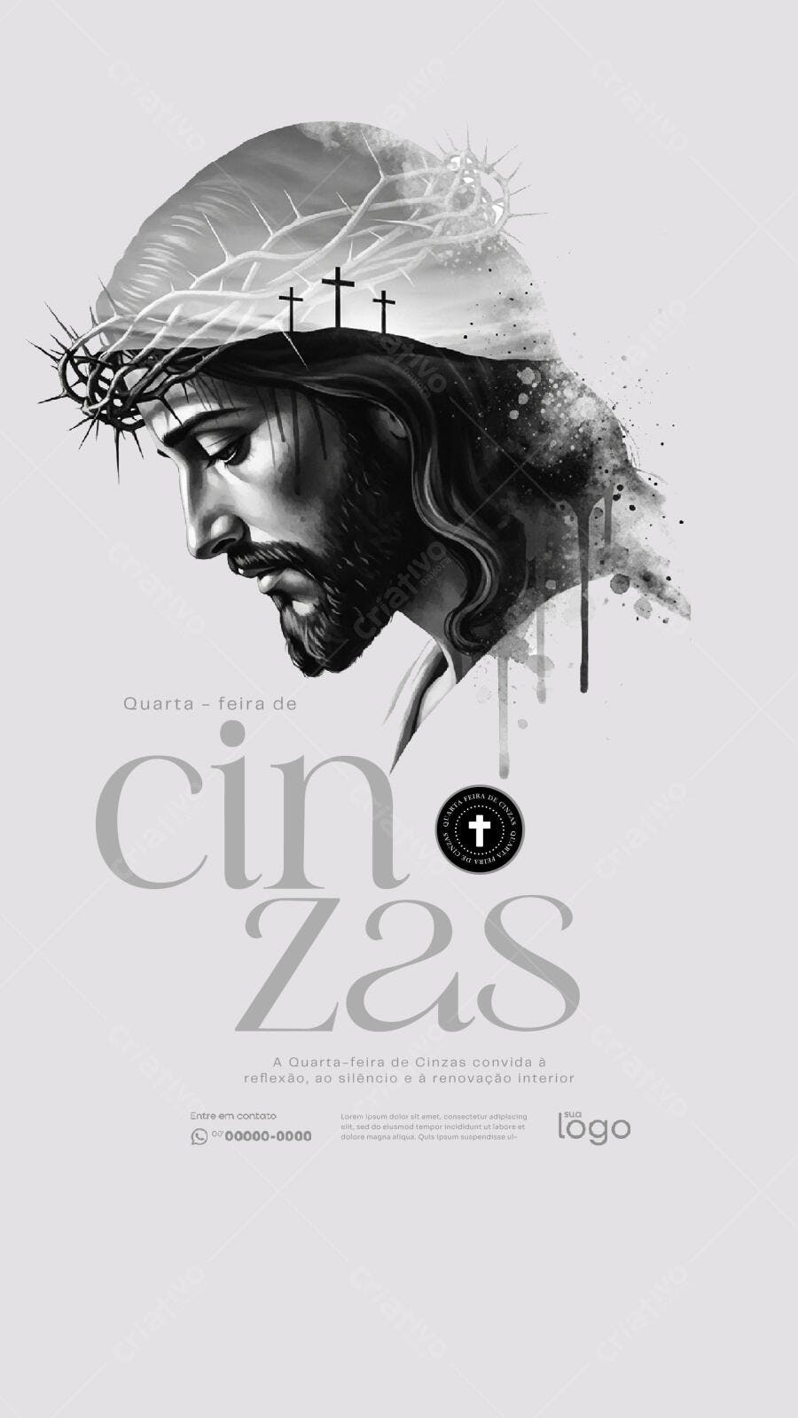Post Quarta-feira de Cinzas Igreja PSD Editável