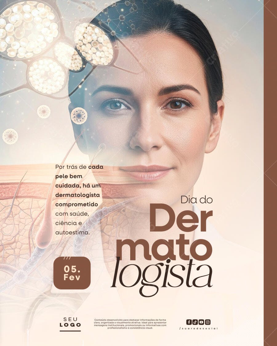Post Instagram Dia do Dermatologista Clínica Estética PSD Editável