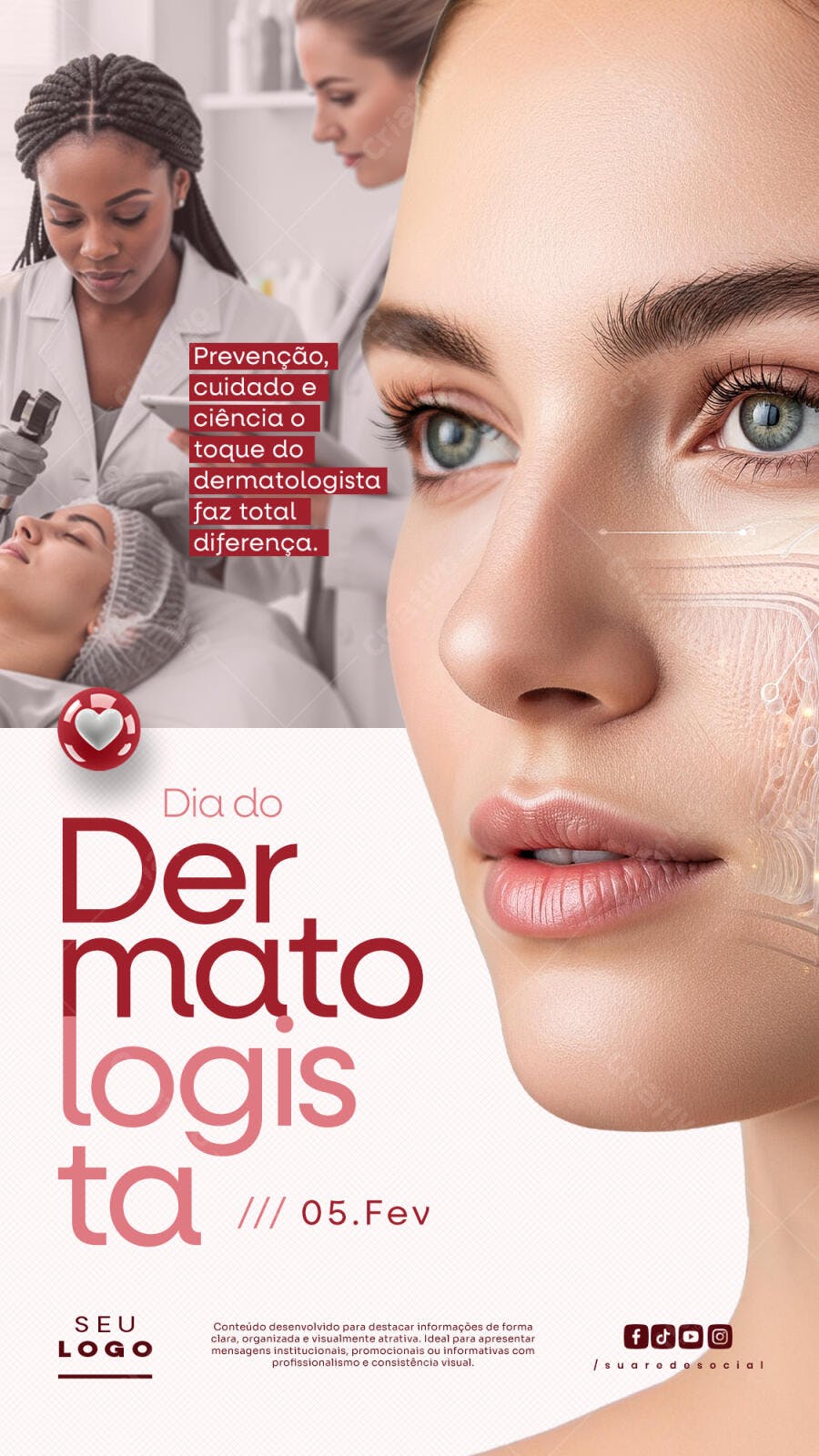 Post Instagram Dia do Dermatologista Clínica Estética PSD Editável