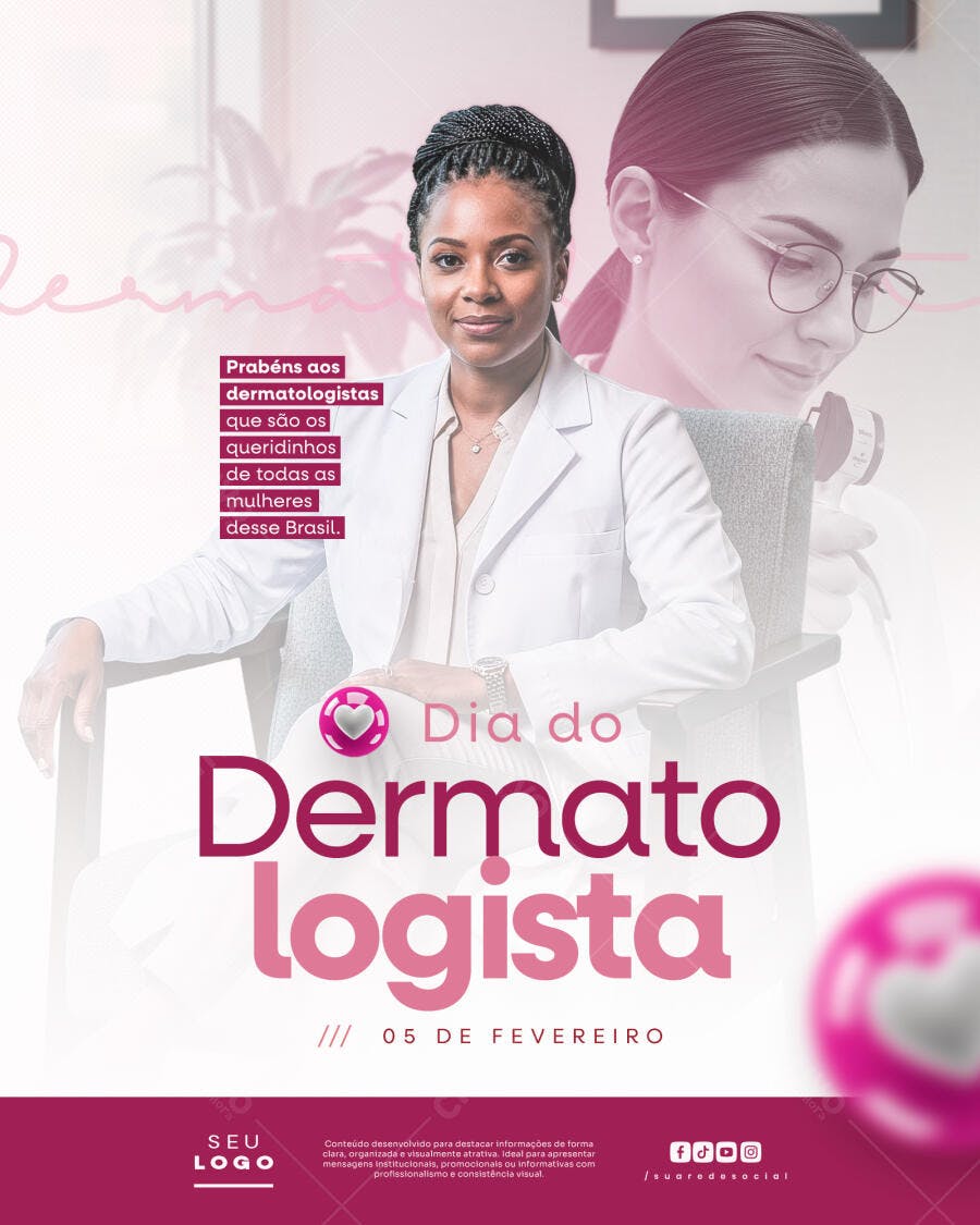 Post Instagram Dia do Dermatologista 5 de Fevereiro PSD Editável
