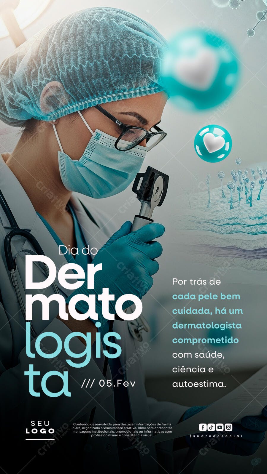 Post Instagram Dia do Dermatologista 05 Fev PSD Editável
