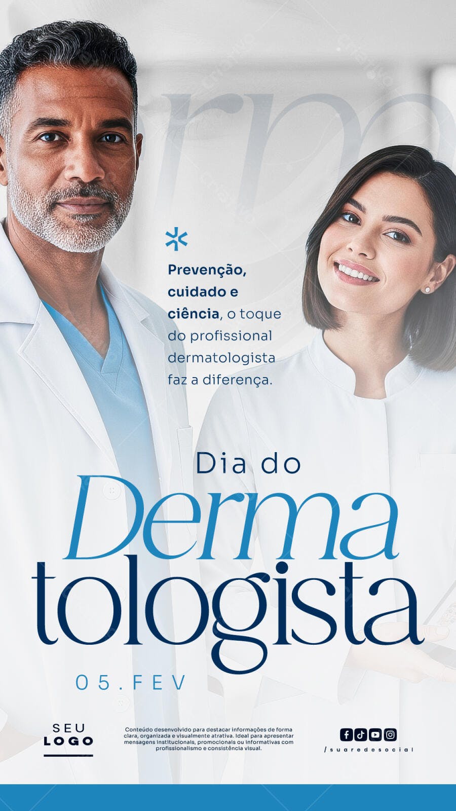 Post Instagram Dia do Dermatologista 5 de Fevereiro PSD Editável