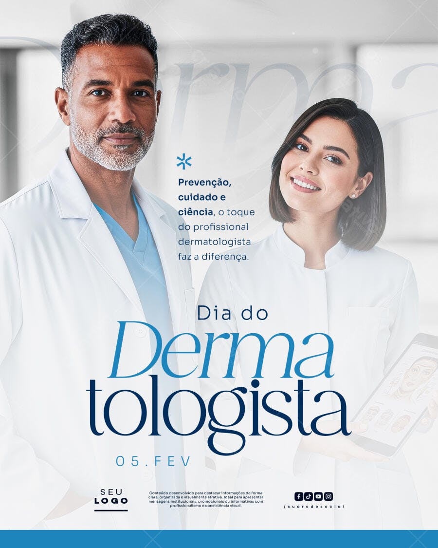 Post Dia do Dermatologista 5 de Fevereiro PSD Editável