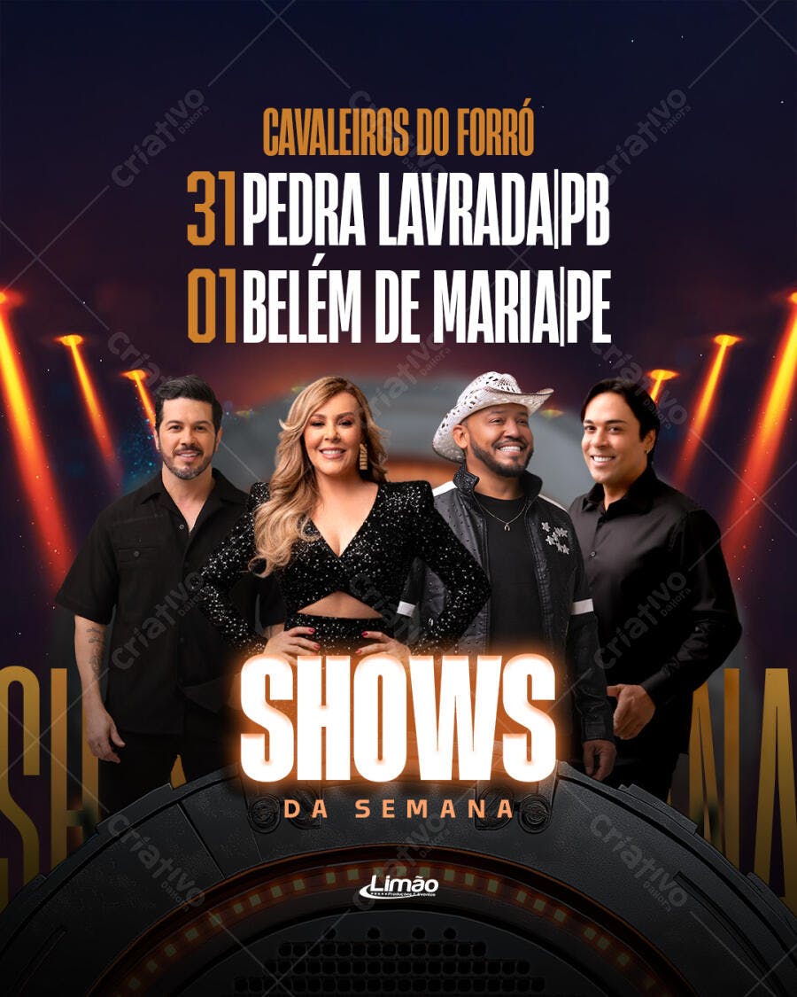 Post Shows da Semana Cavalheiros do Forró PSD Editável
