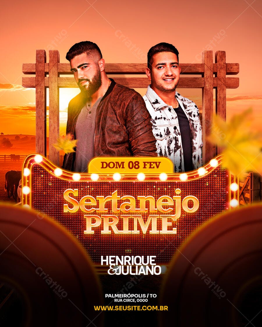 Flyer Sertanejo Prime Show Musical PSD Editável