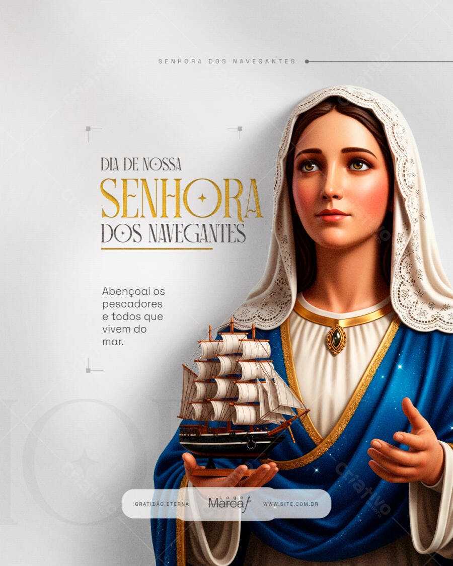 Post Instagram Dia de Nossa Senhora dos Navegantes PSD Editável