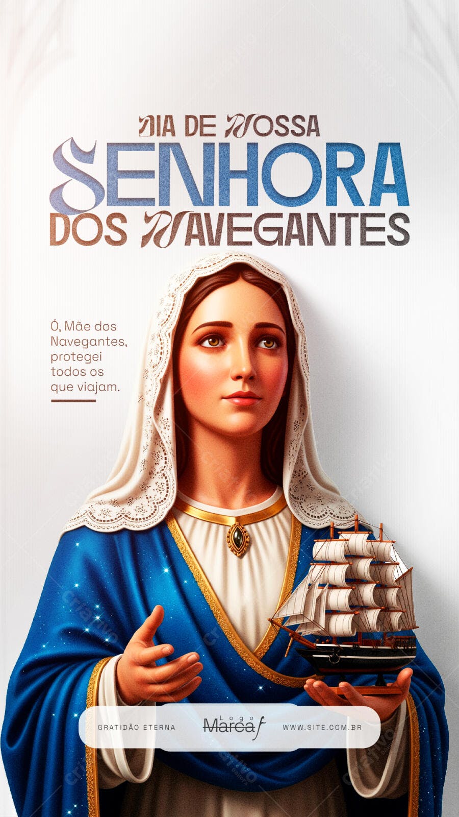Post Instagram Dia de Nossa Senhora dos Navegantes PSD Editável