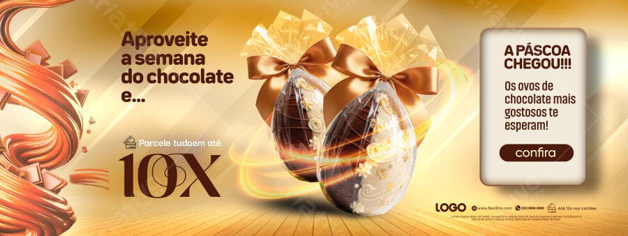 Banner Páscoa Ovos de Chocolate Confeitaria PSD Editável